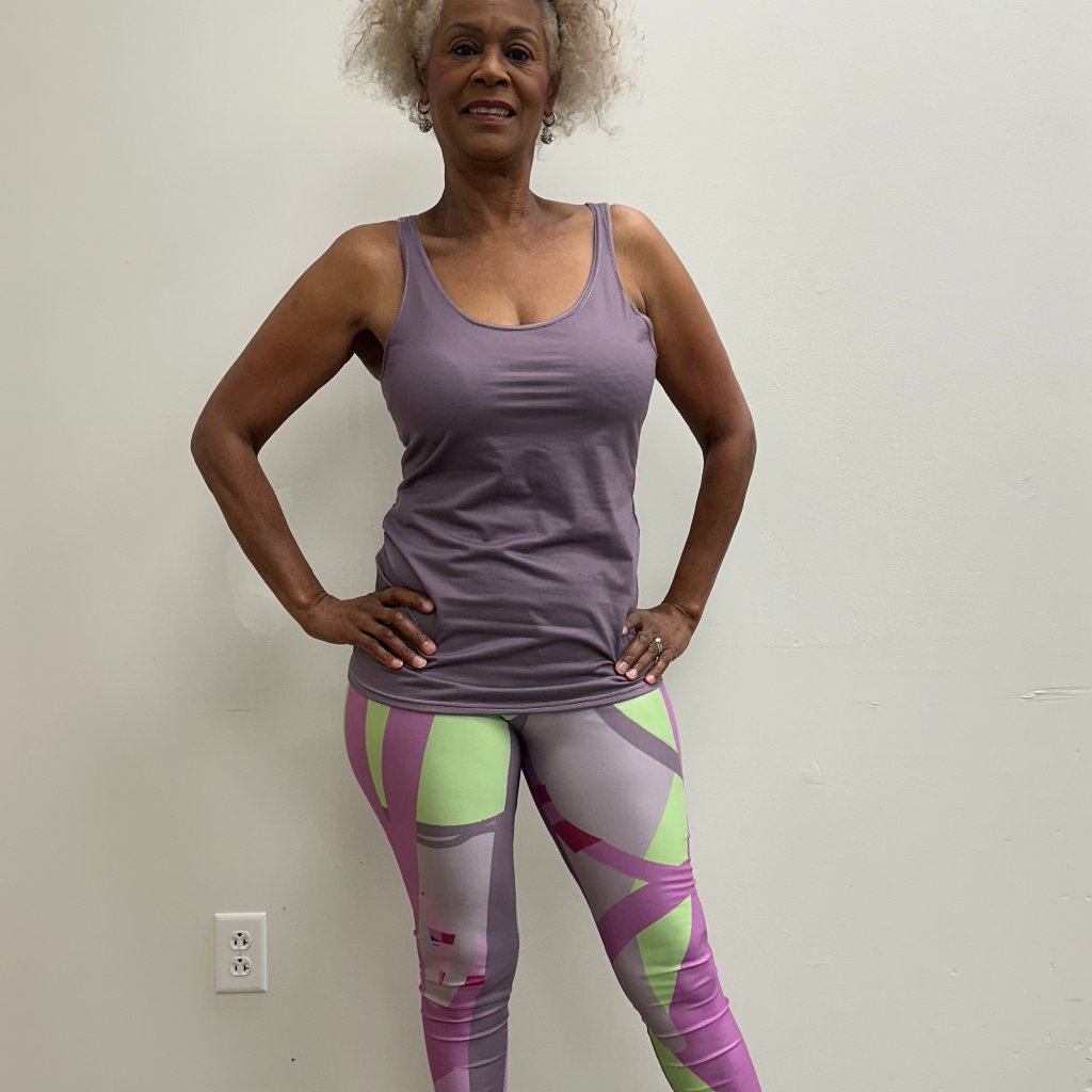"Lyra" Leggings By Bradley Paige In Shades Of Smoky Lavender And Green.